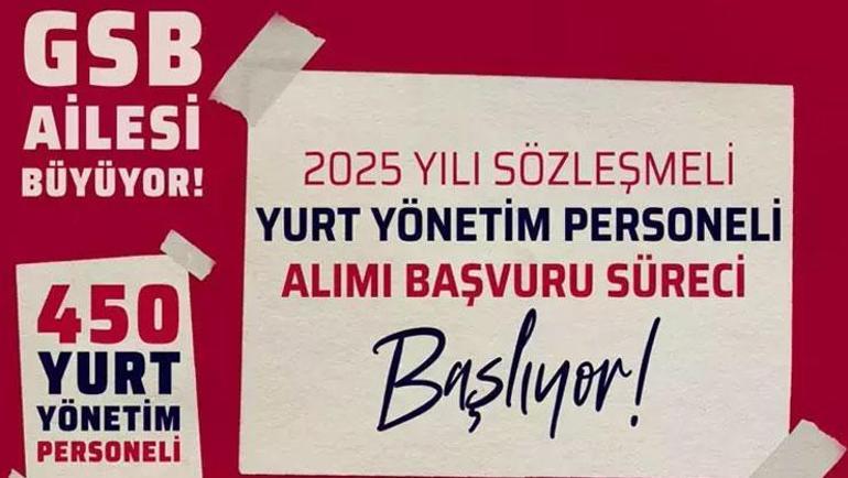 GSB Sözleşmeli Yurt Yönetim Personeli alımı başvurular ne zaman GSB personel alım şartlar neler