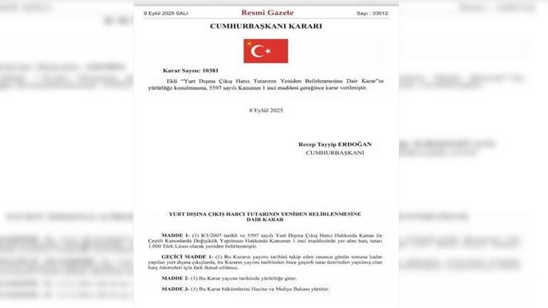 Resmi Gazetede yayımlandı: Yurtdışına çıkış harcı arttı