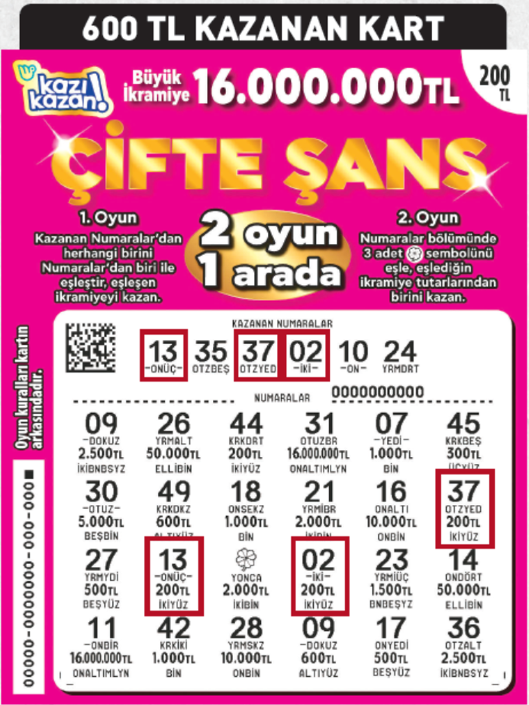 Çifte şans ile 2 oyun bir arada 16 milyon TL kazandırıyor