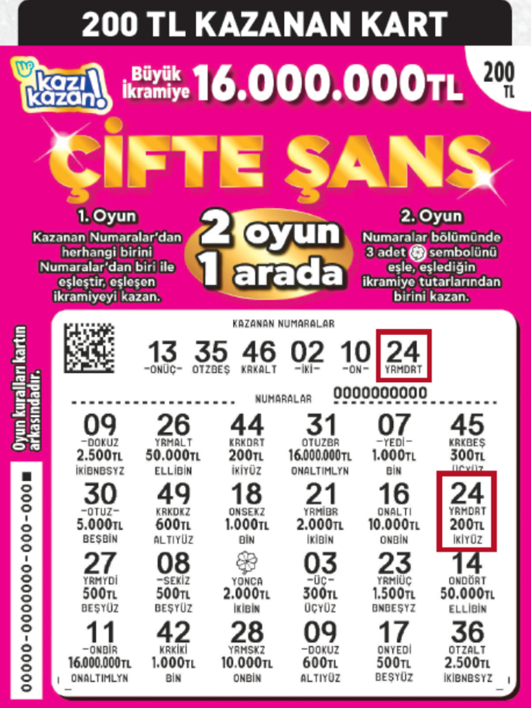 Çifte şans ile 2 oyun bir arada 16 milyon TL kazandırıyor