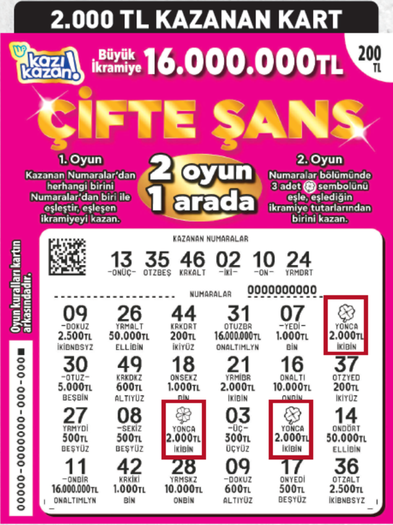 Çifte şans ile 2 oyun bir arada 16 milyon TL kazandırıyor