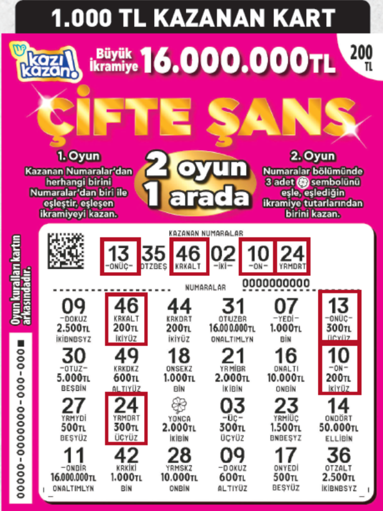 Çifte şans ile 2 oyun bir arada 16 milyon TL kazandırıyor