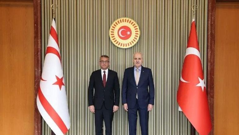 TBMM Başkanı Kurtulmuş, KKTC Cumhurbaşkanı Erhürman ile bir araya geldi