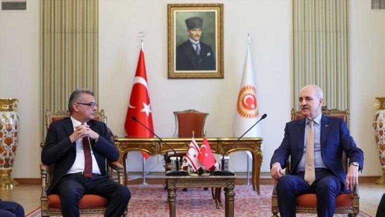TBMM Başkanı Kurtulmuş, KKTC Cumhurbaşkanı Erhürman ile bir araya geldi