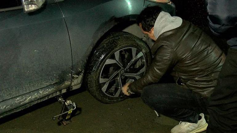 Yoldan geçen kimse fark etmedi 30 aracın lastiği patladı