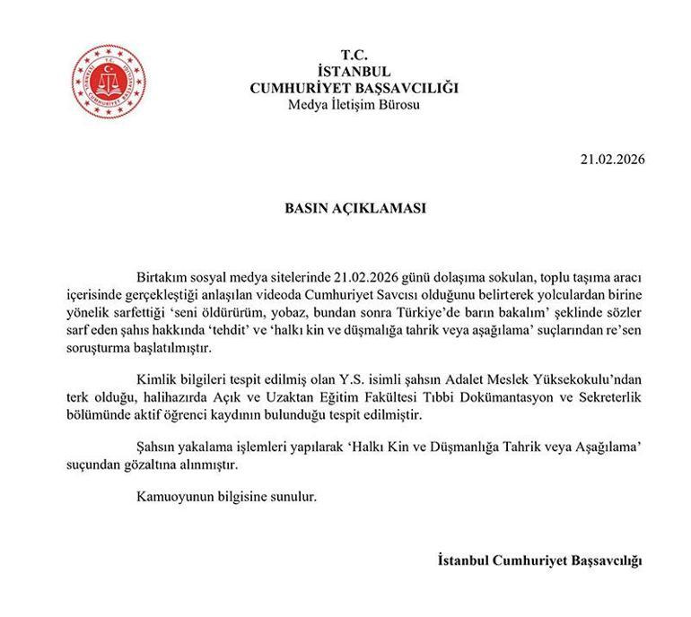 Toplu taşıma aracında Savcıyım diyerek yolcuyu tehdit etmişti Gözaltına alındı
