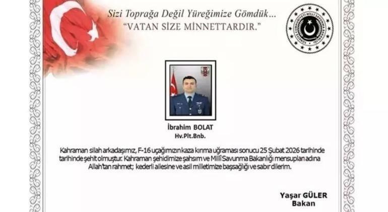 F-16 kazası sonrası ABDden Türkiyeye taziye mesajı