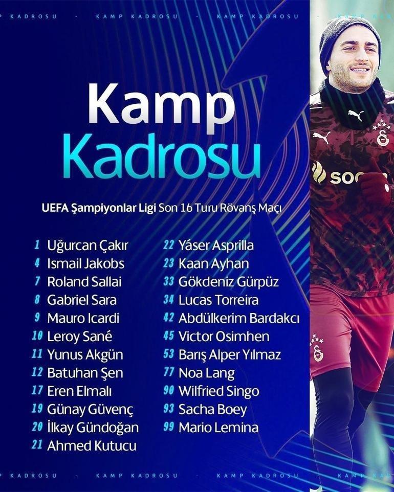 Galatasarayın Liverpool maçı kamp kadrosu açıklandı