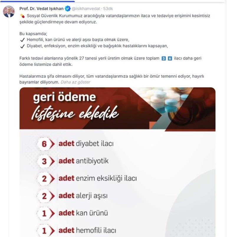 36 ilaç daha SGKnın geri ödeme listesine alındı
