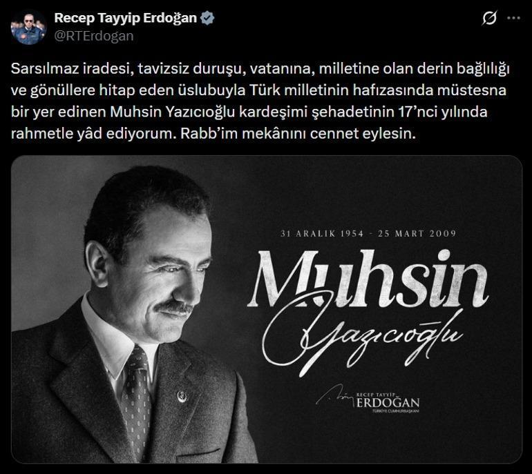 Muhsin Rrrr Cumhurbaşkanı Erdoğan, Muhsin Yazıcıoğlu'nu andı - Gündem Haberleri