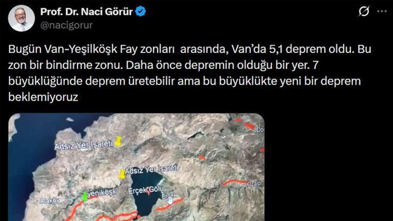 Vanda 5.2 büyüklüğünde deprem: Prof. Dr. Naci Görürden açıklama geldi