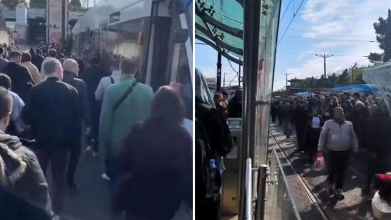 Kabataş-Bağcılar tramvay hattında teknik arıza Yolcular raylara indi