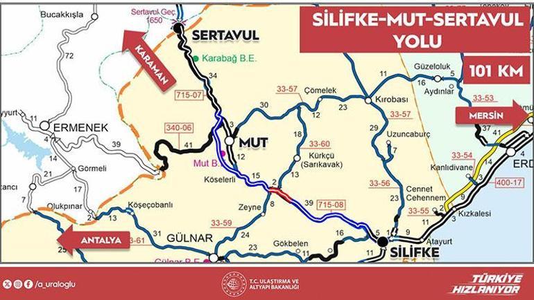 Bakan Uraloğlu: Silifke-Mut-Sertavul Yolunun yüzde 49u tamamlandı