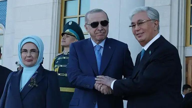 Cumhurbaşkanı Erdoğan, Kazakistan’da resmi törenle karşılandı