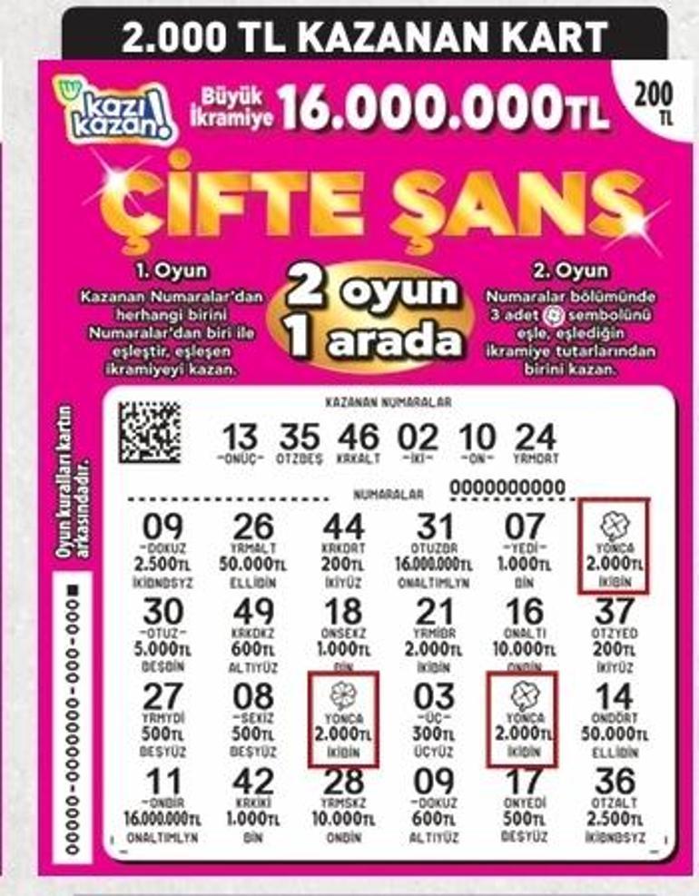 Çifte şans ile 2 oyun bir arada 16 milyon TL kazandırıyor