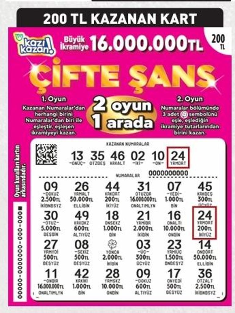 Çifte şans ile 2 oyun bir arada 16 milyon TL kazandırıyor