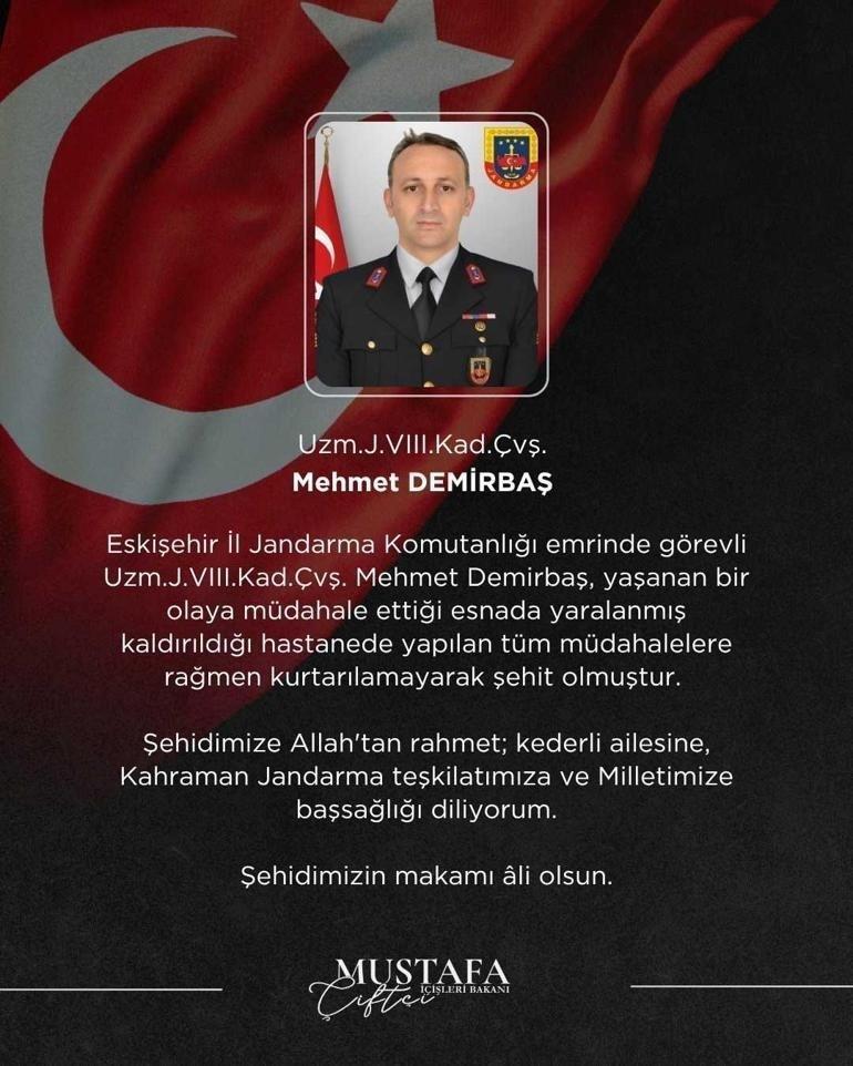 Eskişehirden kahreden haber Kavga ihbarına giden uzman çavuş şehit oldu