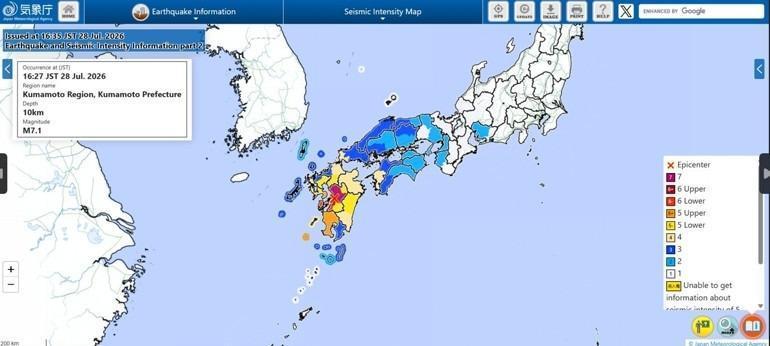 Japonyada korkutan deprem 7.1’in ardından tsunami uyarısı