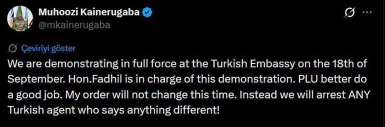 Türk vatandaşlarını tehdit edip bir hafta süre verdi Uganda Genelkurmay Başkanı’ndan skandal çağrı