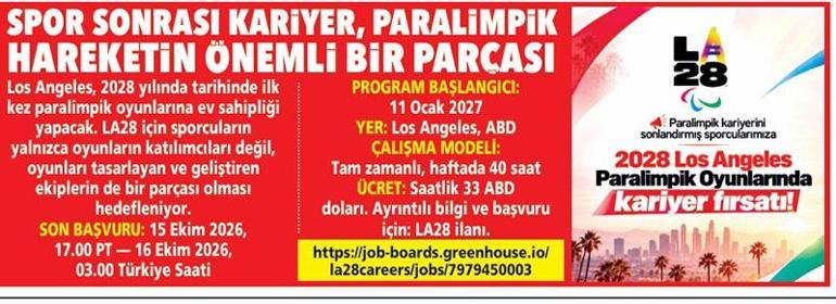 Paralimpik kariyerini tamamlayan sporculara Los Angeles 2028de kariyer fırsatı