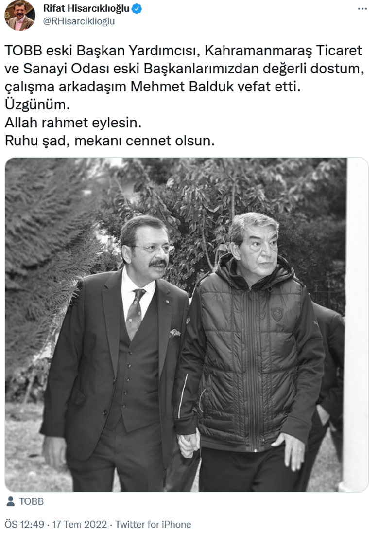 İş dünyasının acı kaybı Mehmet Balduk hayatını kaybetti