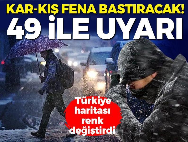 Kar, kış fena bastıracak! Meteoroloji'den 49 ile uyarı, Türkiye haritası renk değiştirdi