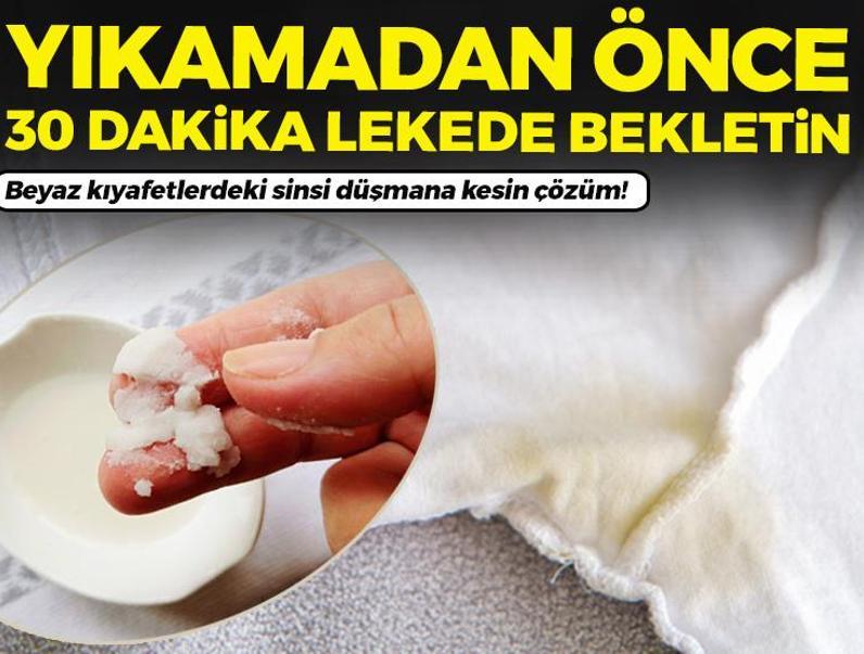 Beyaz kıyafetlerdeki sinsi düşmana kesin çözüm! Yıkamadan önce sadece 30 dakika lekede bekletin: Ne sarı leke bırakıyor ne iz...