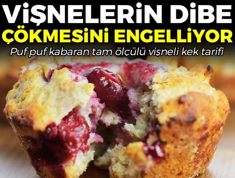 Vişnelerin dibe çökmesini önleyen yöntem! Puf puf kabaran tam ölçülü vişneli kek tarifi